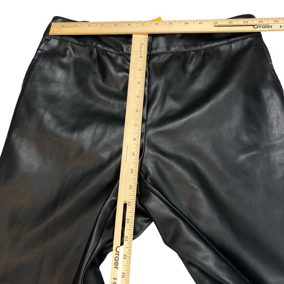Ruby Rd. Pants Women's 10 Black Faux Leather Wide Leg Flat Front Pockets Outdoor - Picture 3 of 16